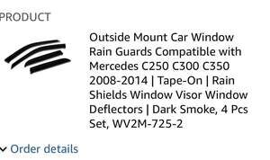 TuningPros WV2M-725-2 Outside Mount Window Visor Rain Guards for 2008-2014 Merce